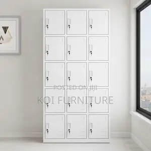 Office Cabinet; 15 Gray Lockable Modern Office Files Cabinet