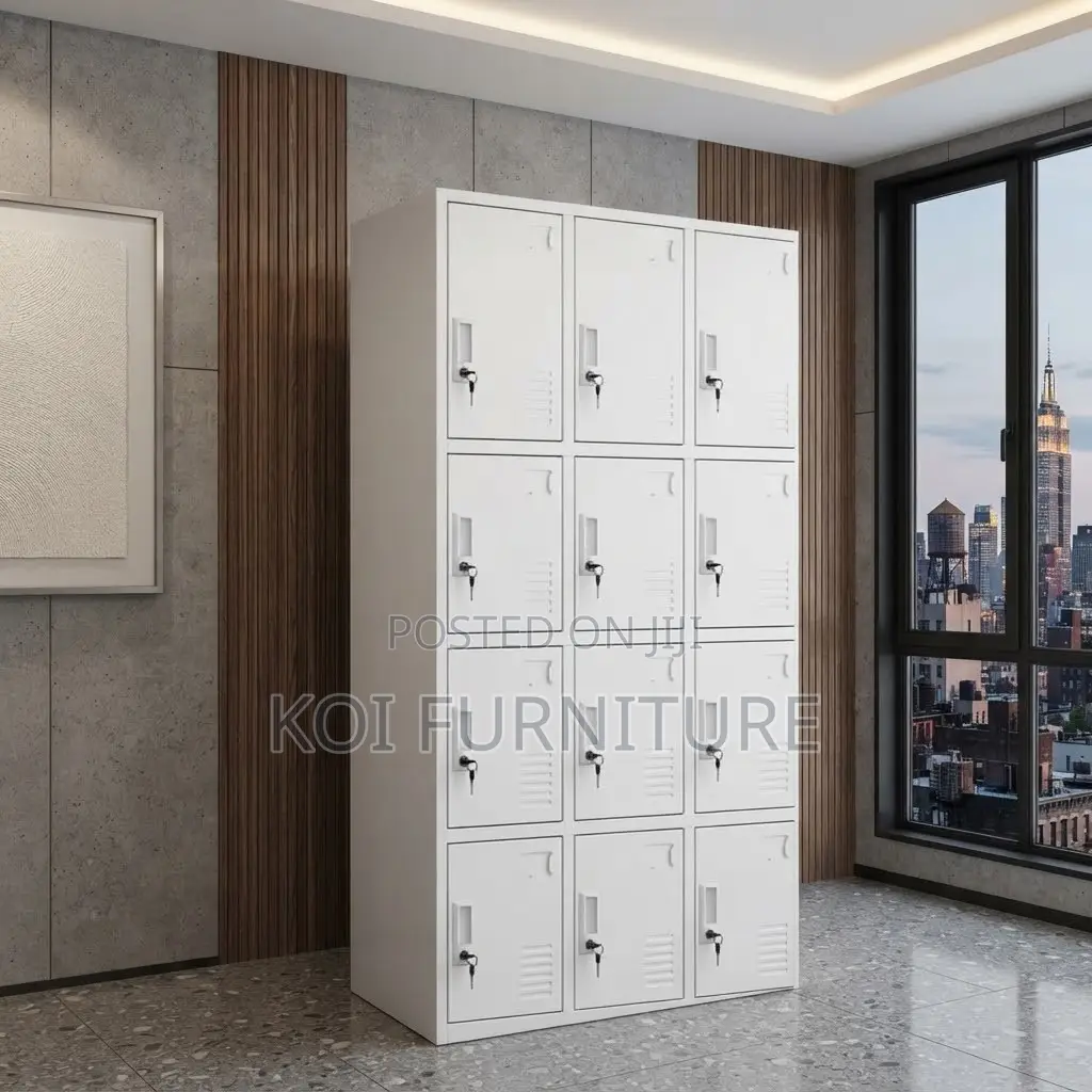 Office Cabinet; 15 Gray Lockable Modern Office Files Cabinet