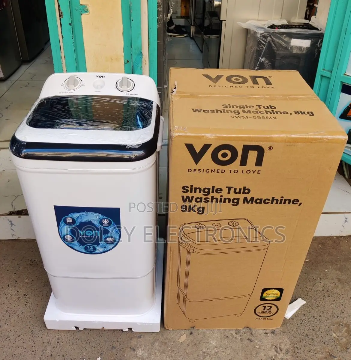 Von Washing Machine 9kg Single Tub