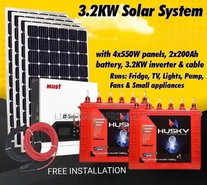 Must 3.2kva - (2)200Ah Tubular Wet Battery - (4)550w Solar Full Kit