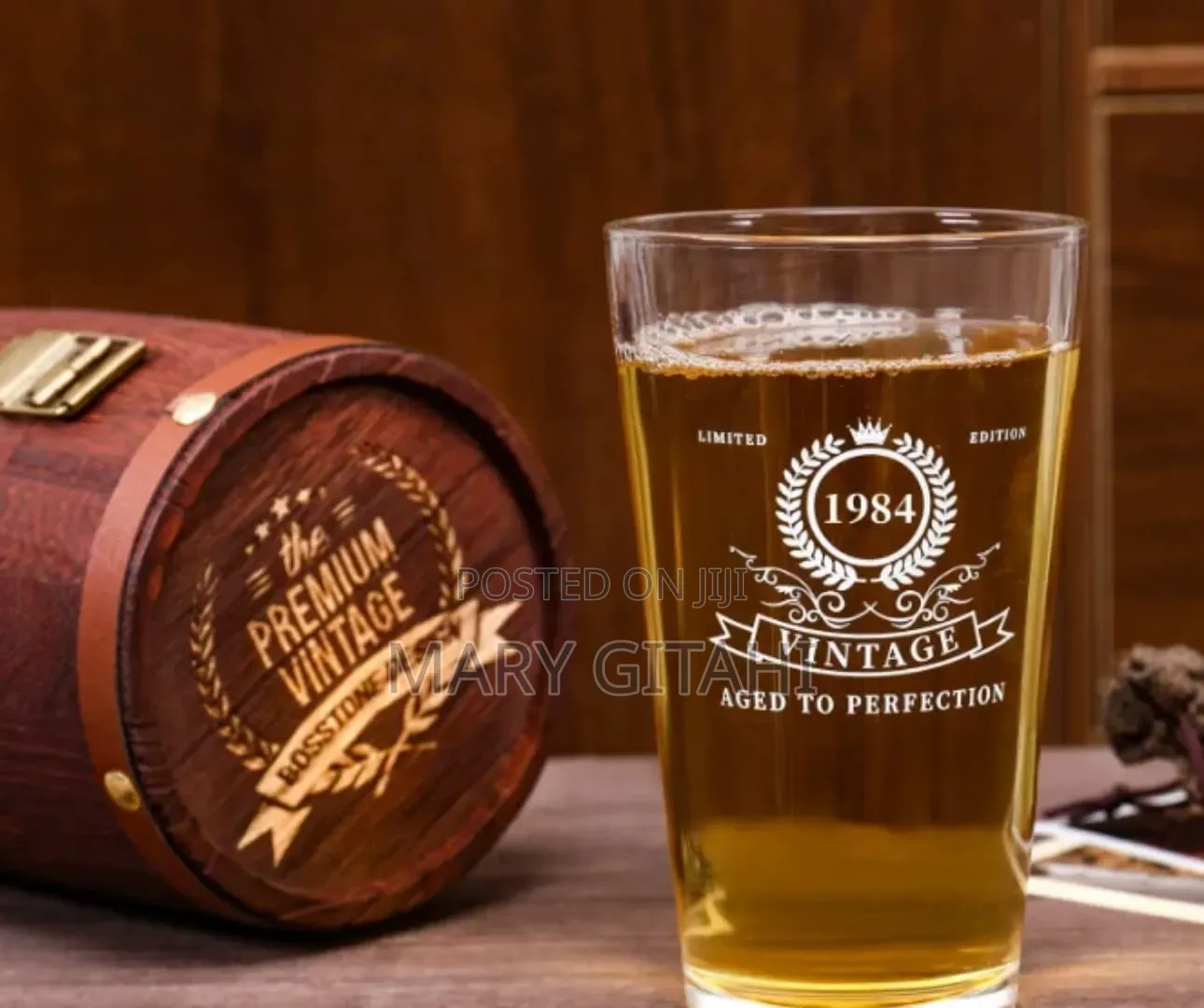 Vintage Beer Glass Barrel Gift Set