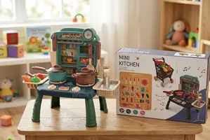 2-in-1 Toy Grocery Shopping Cart Kitchen Set