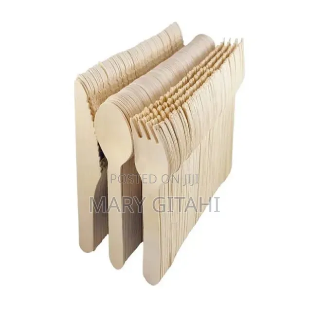 120pcs Wooden Cutlery Set