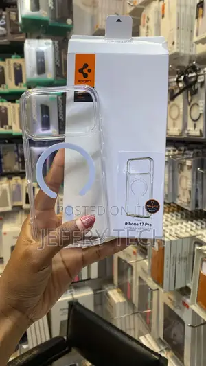 Clear Spigen Ultra Hybrid T MagFit Phone Case for the iPhone 17 Pro,