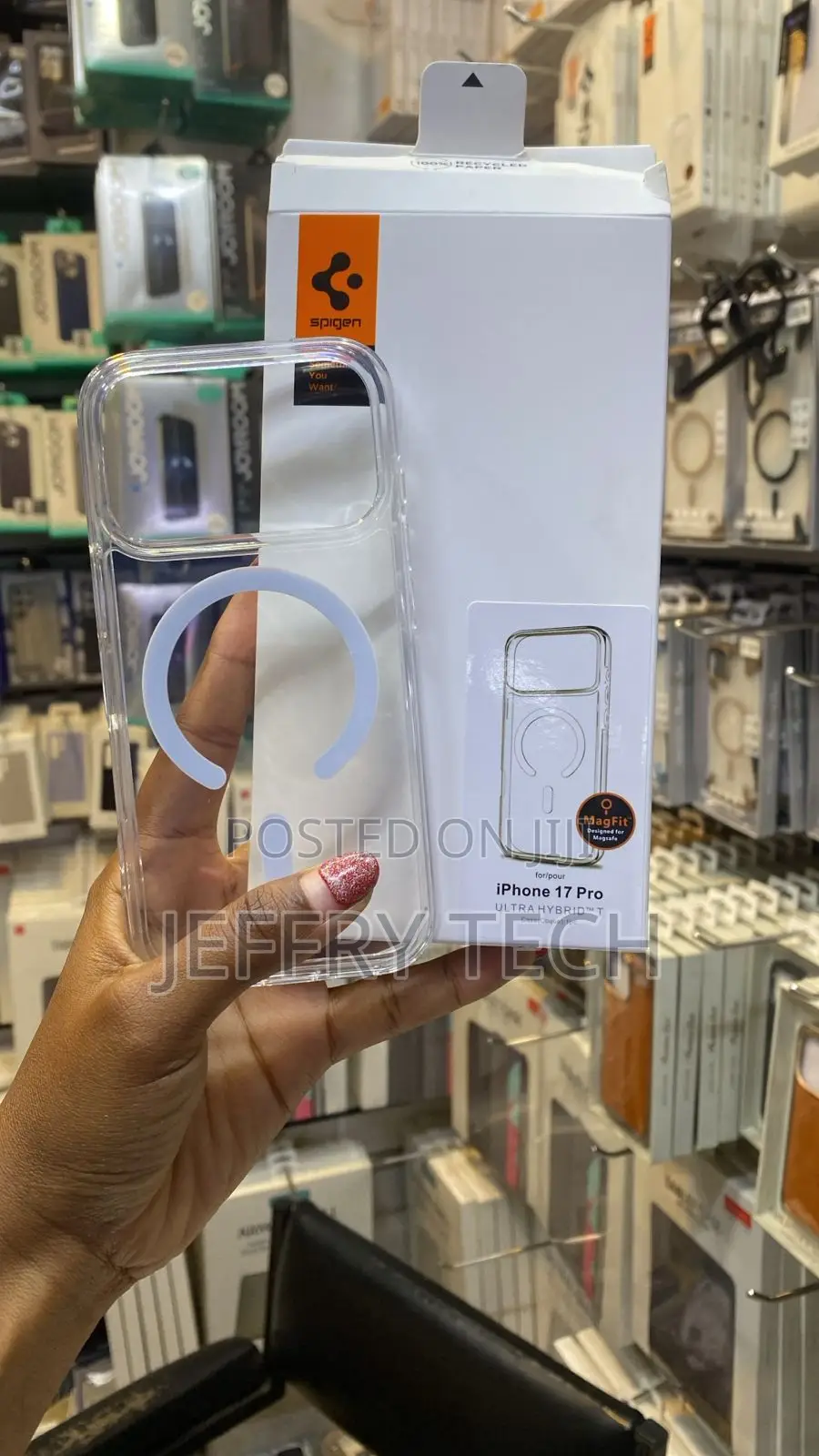Clear Spigen Ultra Hybrid T MagFit Phone Case for the iPhone 17 Pro,