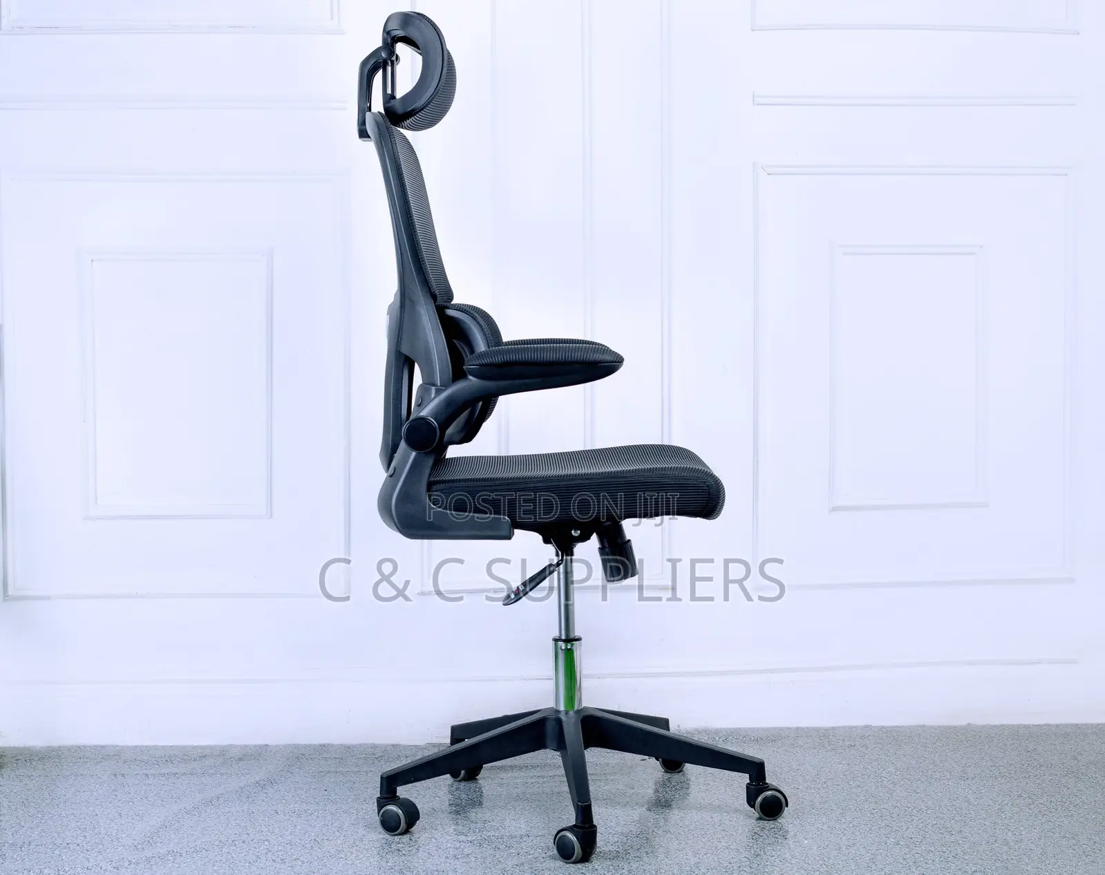 High-Back Computer Chair With Flip Armrest