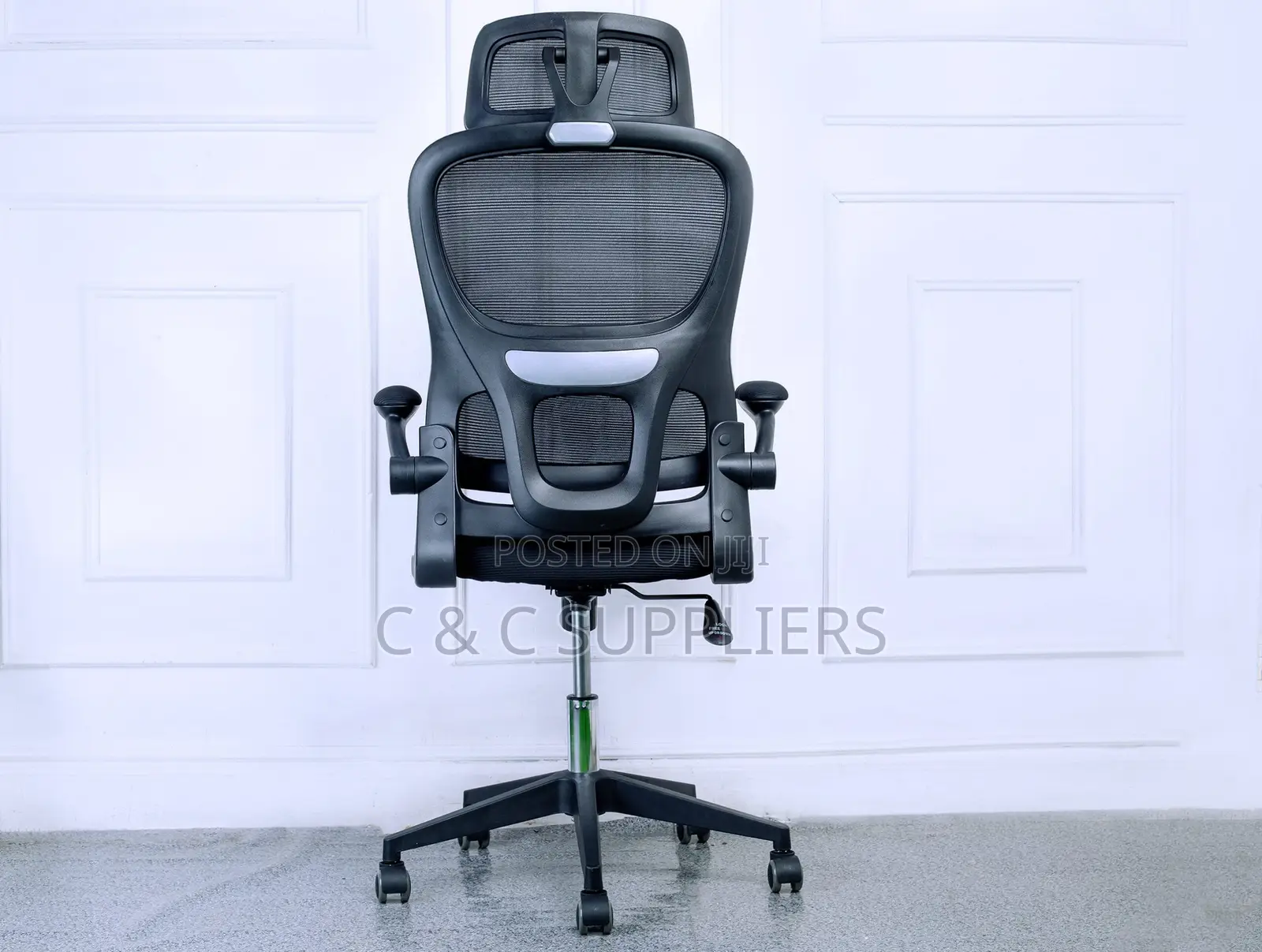 High-Back Computer Chair With Flip Armrest
