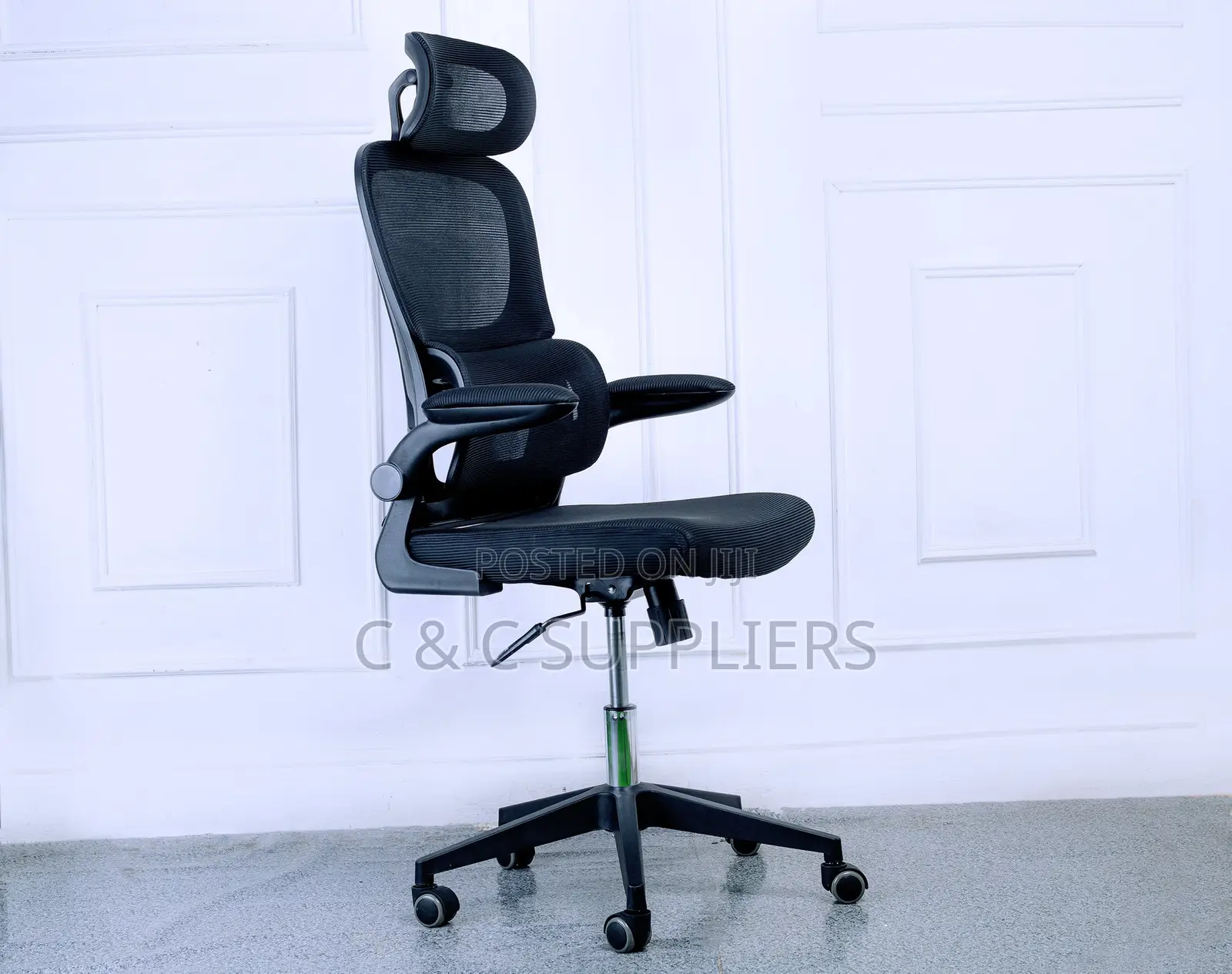 High-Back Computer Chair With Flip Armrest