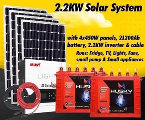 2.2kva - (2)200Ah Tubular Wet Batteries - (4)450w Solar Full System