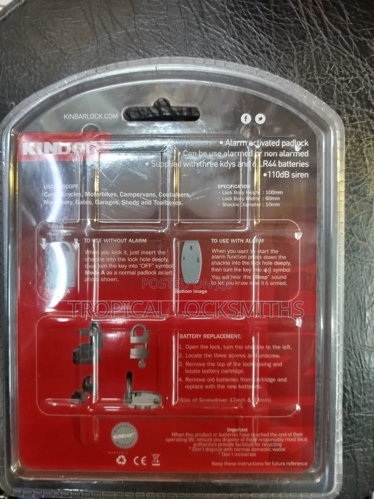 KINBAR Alarm Padlock 70mm