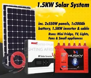 1.5kva Inverter -200Ah Tubular Wet Battery -(2)550w Solar Home Package