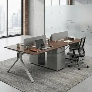 Workstation; 4 Seater Staff Wooden Office Workstation Table