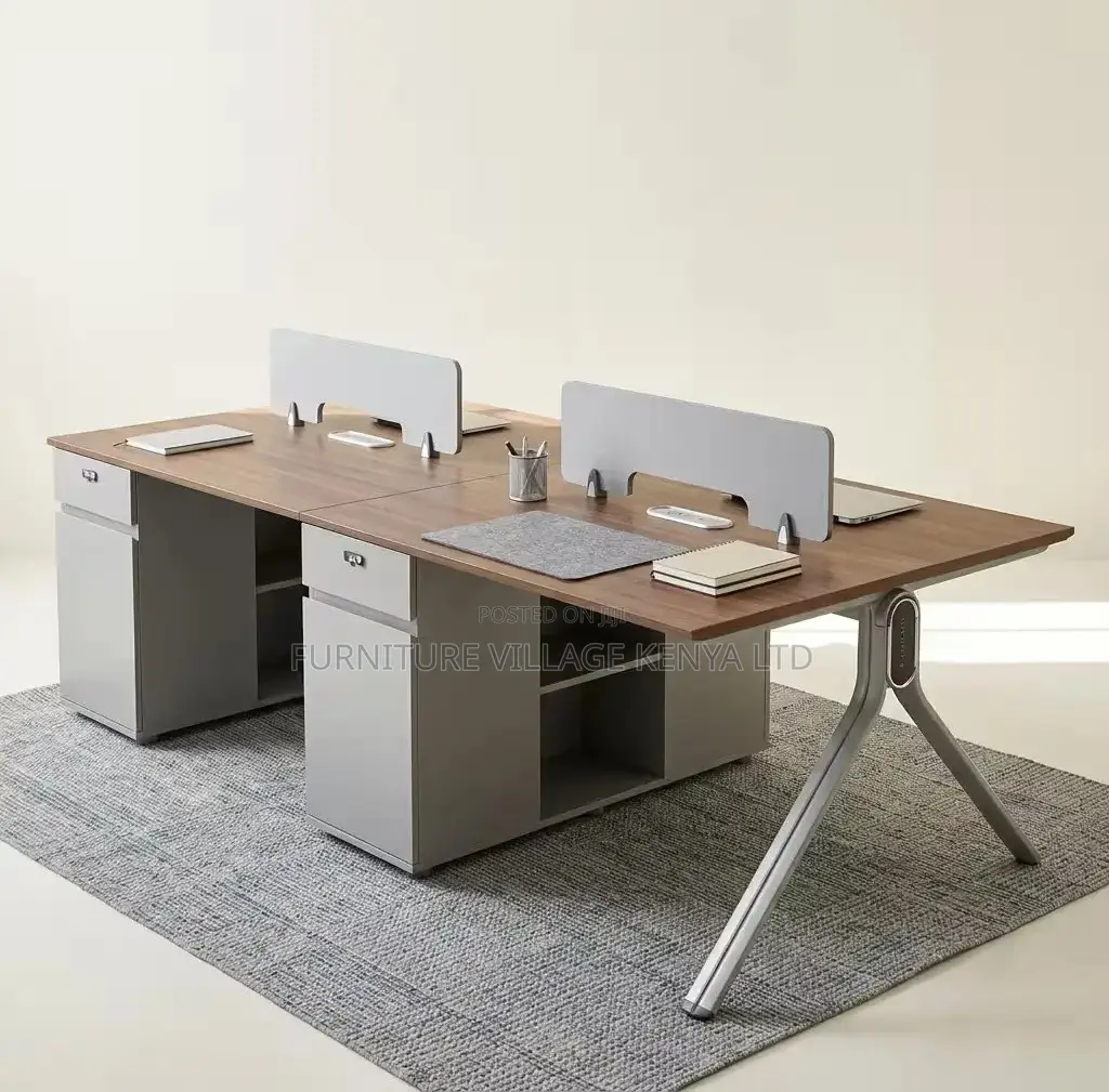 Workstation; 4 Seater Staff Wooden Office Workstation Table
