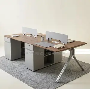 Workstation; 4 Seater Staff Wooden Office Workstation Table