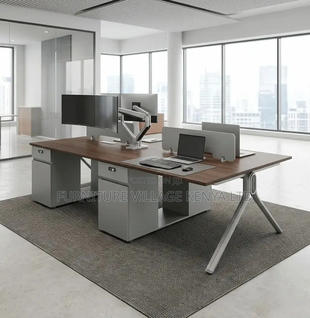 Workstation; 4 Seater Staff Wooden Office Workstation Table