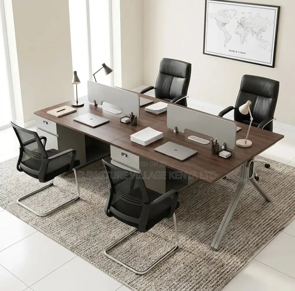 Workstation; 4 Seater Staff Wooden Office Workstation Table