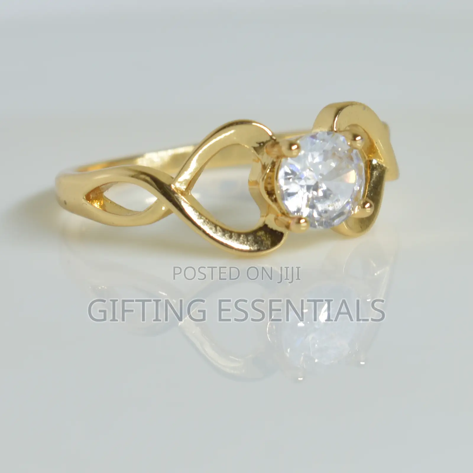 Beautiful Simple Silver Gold Engagement Ring With Box Packaging