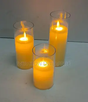 3 in 1 Flameless LED Candle Plastic Pillar With Yellow Flame