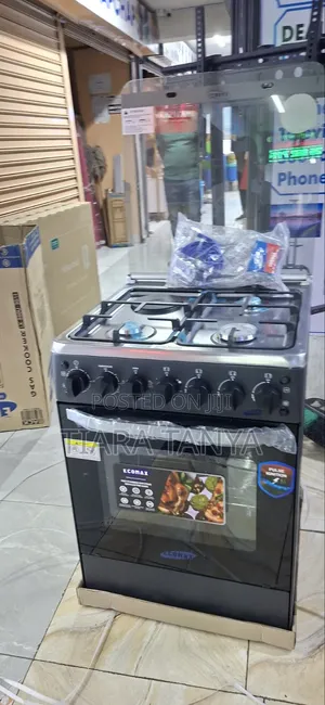 Ecomax 60x60 Standing Cooker Black – 3 Gas Burners + 1 Electric Hotpla
