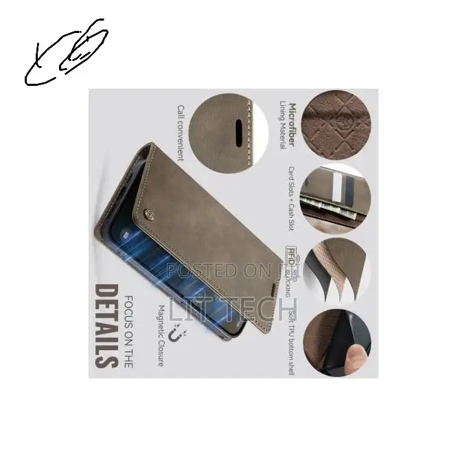 CaseMe Leather Wallet Flip Case for iPhone 14 Pro Max - Coffee