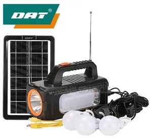 DAT Solar Lighting System AT-9013, FM Radio, 3 Bulbs, USB Charger.