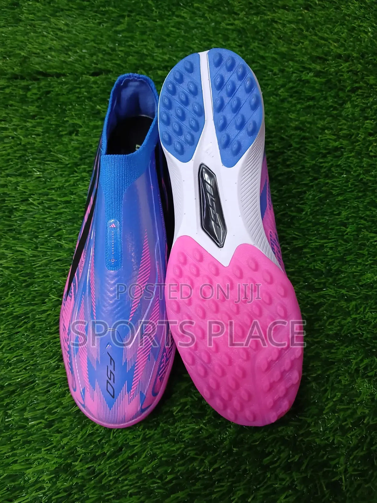 Purple-Blue Adidas Hyperfast Turf Rubber Sole F50 Kids Trainers