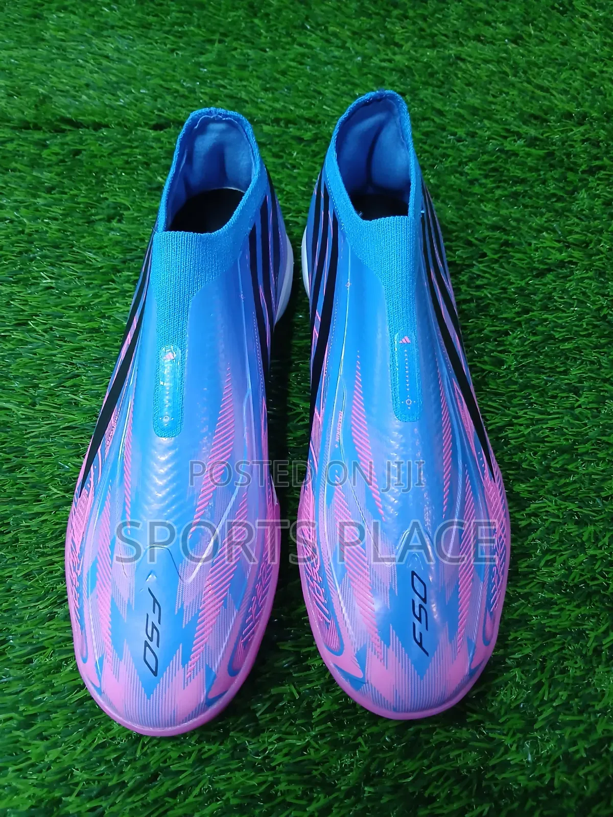 Purple-Blue Adidas Hyperfast Turf Rubber Sole F50 Kids Trainers