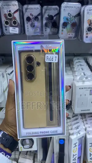 White Faux Leather Protective Phone Case"Fold 7