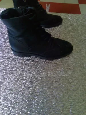 Black Leather Ankle Boots / Combat Boots, Size 230/1.5