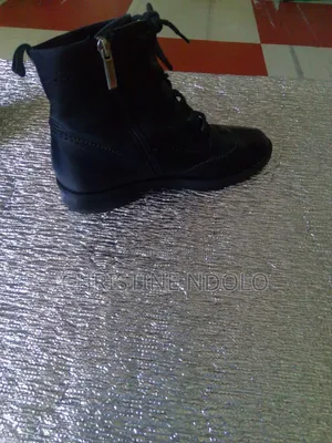 Black Leather Ankle Boots / Combat Boots, Size 230/1.5
