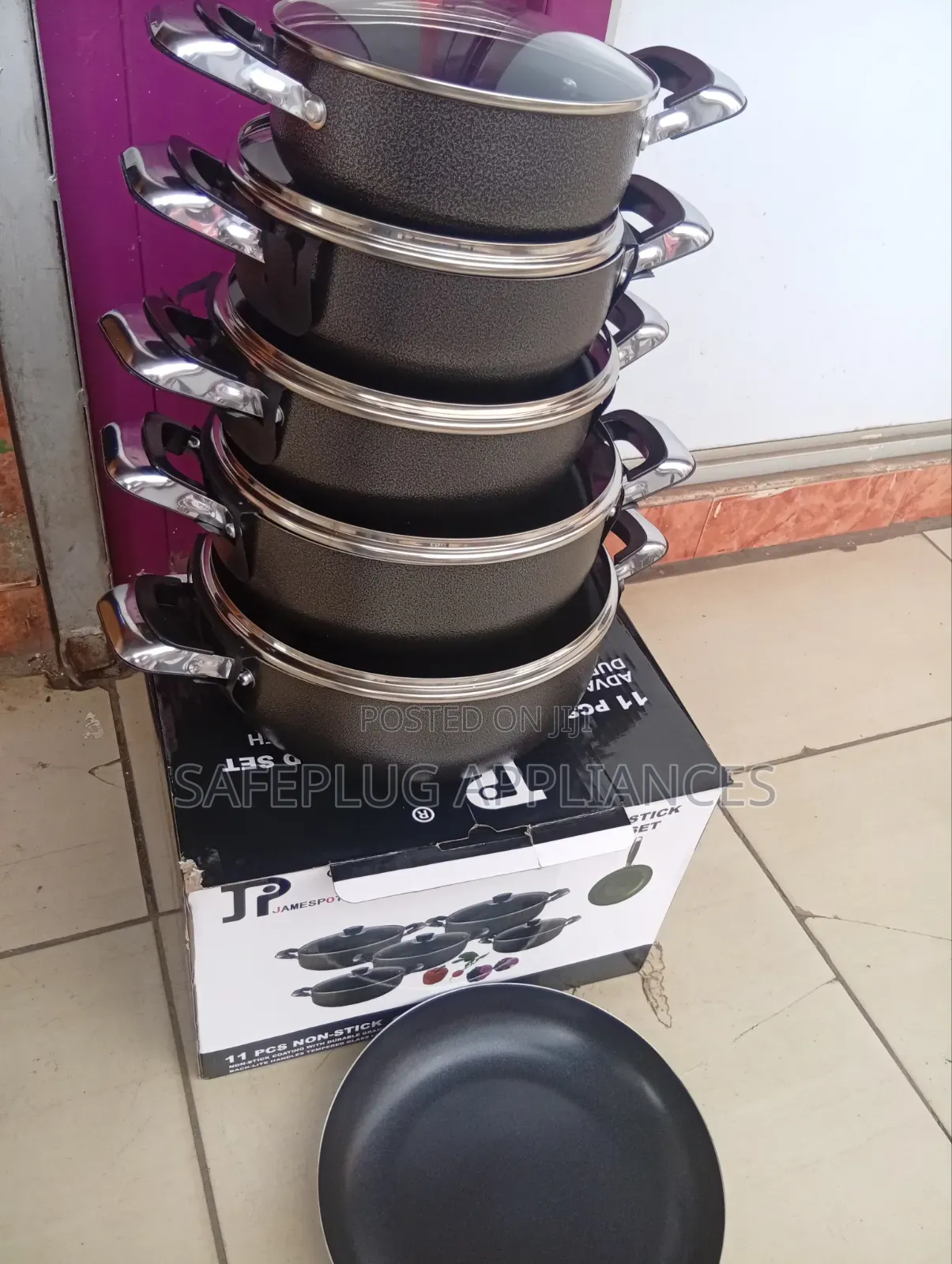 11pcs JP Nonstick Sufuria Set – Durable Pots With Lids Frying Pan