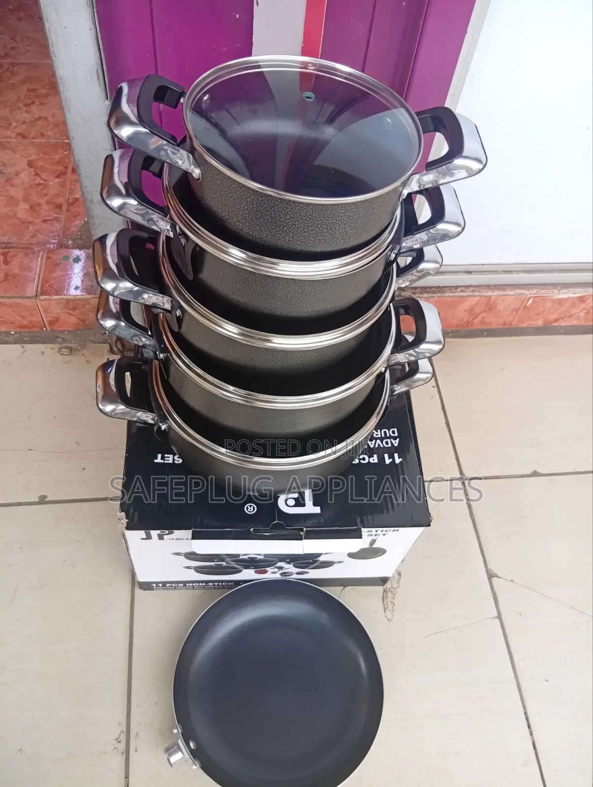 11pcs JP Nonstick Sufuria Set – Durable Pots With Lids Frying Pan