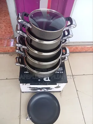 11pcs JP Nonstick Sufuria Set – Durable Pots With Lids Frying Pan