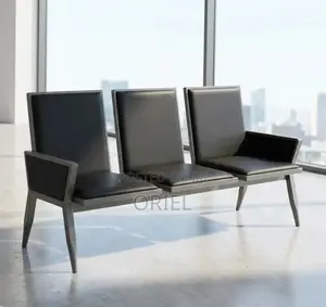 3-Seat Waiting Bench : Three-Seater Leather Waiting Bench