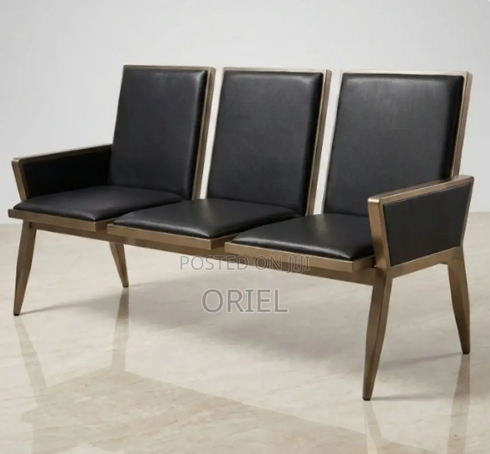 3-Seat Waiting Bench : Three-Seater Leather Waiting Bench