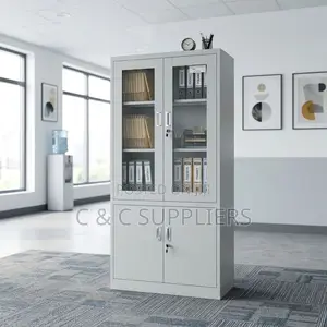 2-Door Glass-Front Storage Cabinet