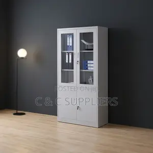 2-Door Glass-Front Storage Cabinet