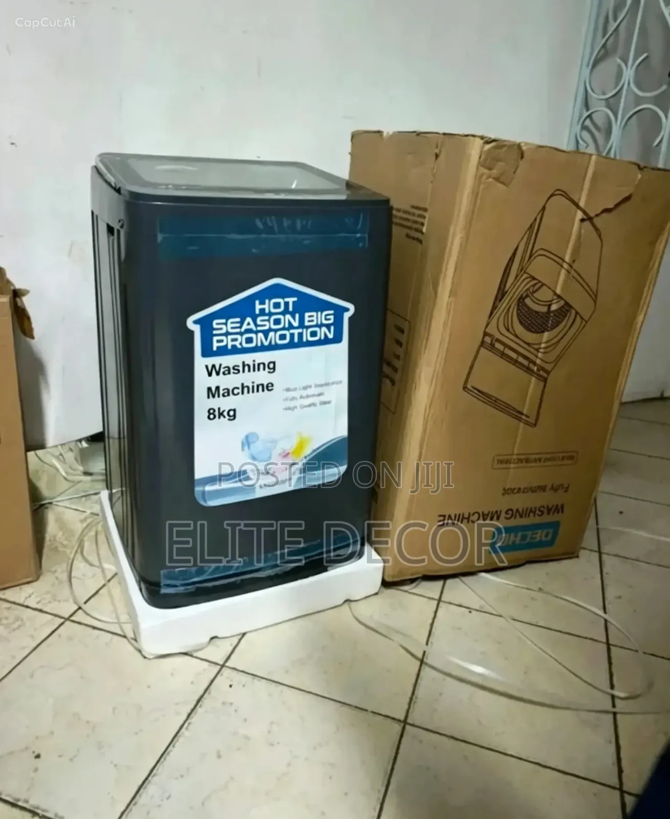 Decho 8KG Fully Automatic Top Load Washing Machine – Dark Grey