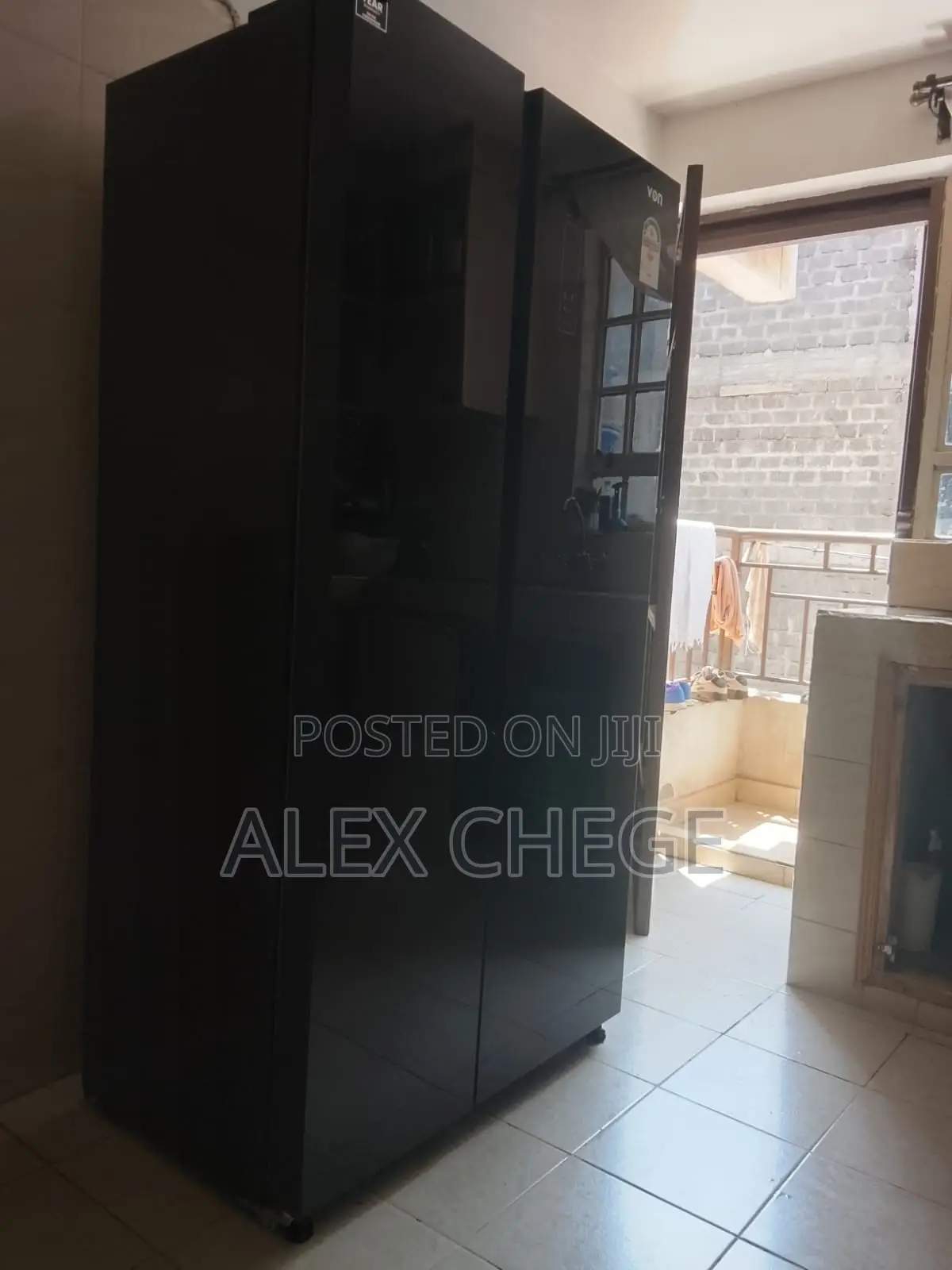 Premium VON 429L Side-by-Side Refrigerator (Black Mirror Glass)