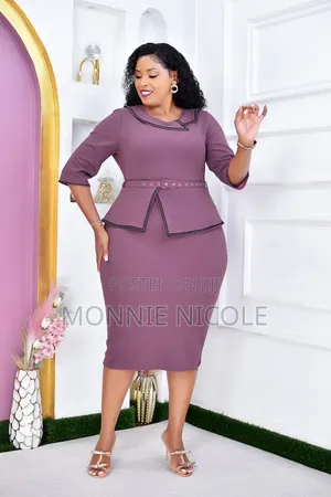 High Grade Blended Fabric Peplum Dress