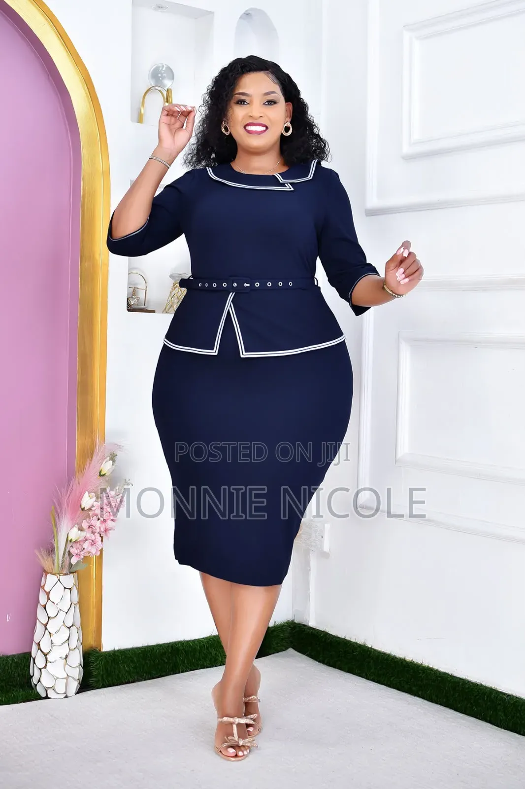 High Grade Blended Fabric Peplum Dress