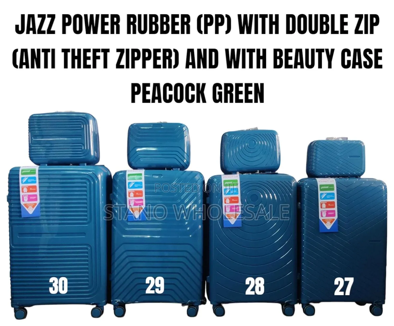 4 in 1 Suitcase With Double Zip