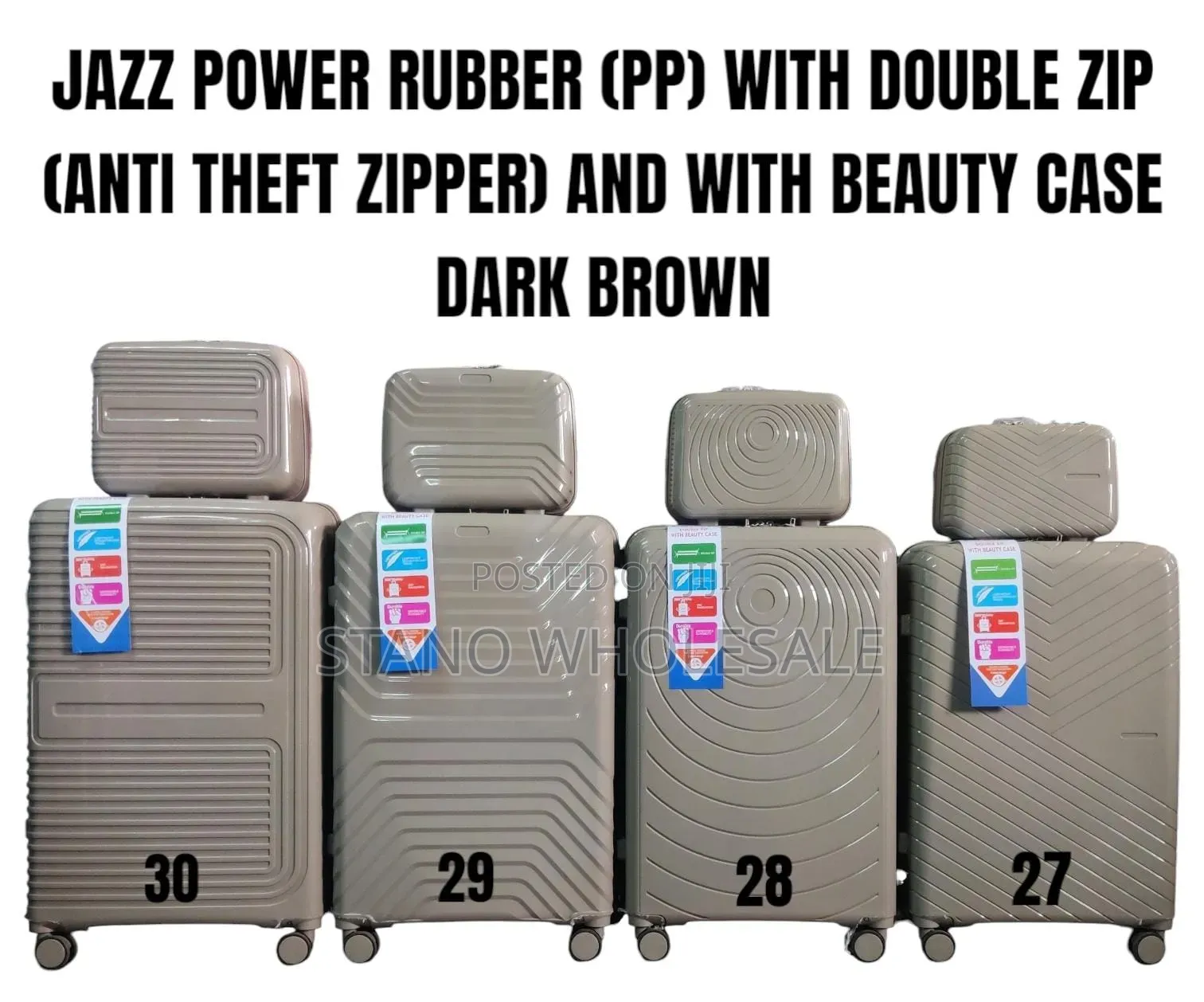 4 in 1 Suitcase With Double Zip