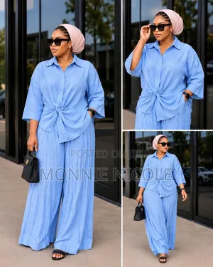White Casual Pallazo Pants and Top. 2pc Set.