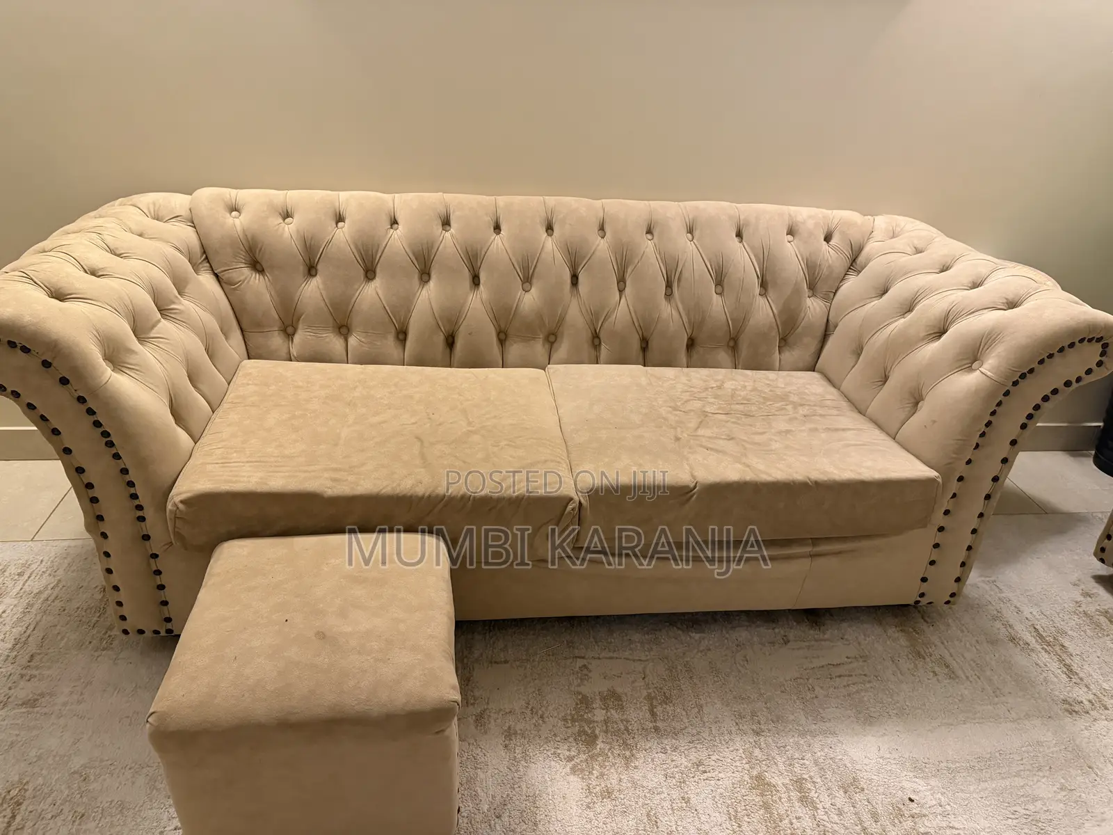 Tufted Beige Couch for Sale