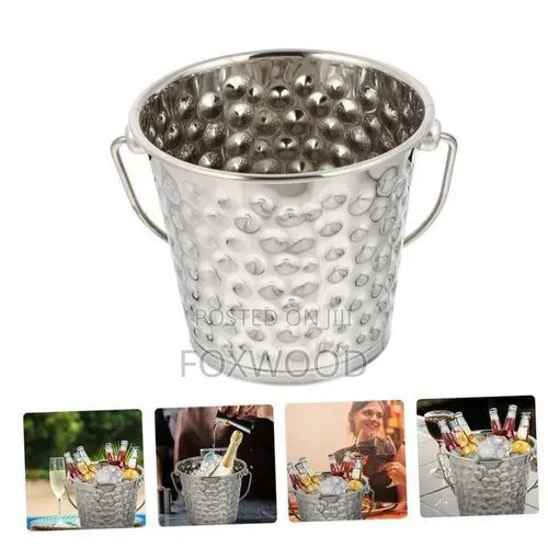 Steel Ice Bucket Hammered With Handle 2litres