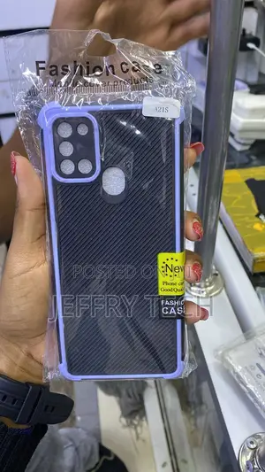 Shockproof Carbon-Fiber Case With a Purple for Samsung Galaxy A21s