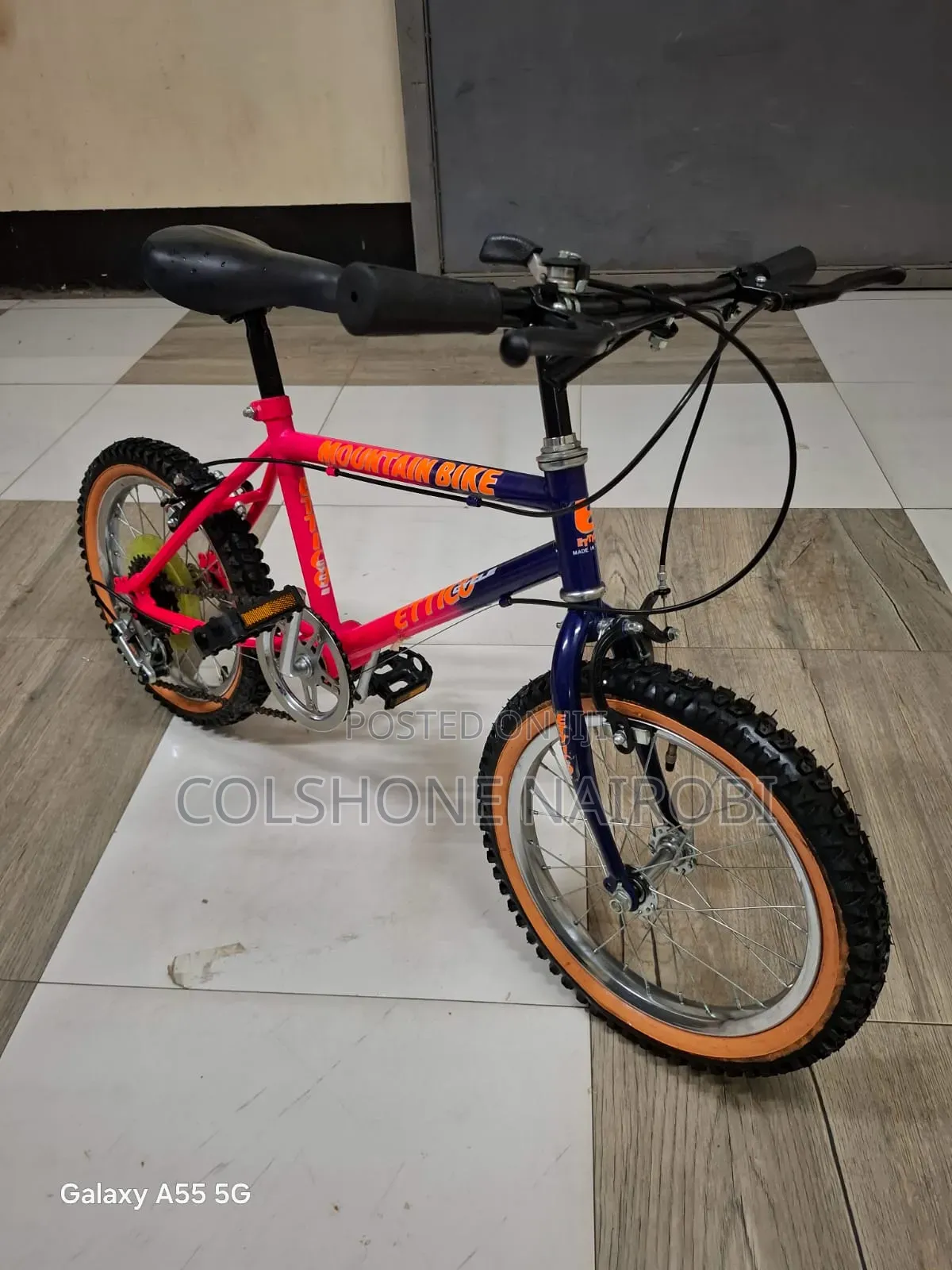 Kids’ 20-Inch Mountain Bike – Pink Navy Off-Road Bicycle Size 16