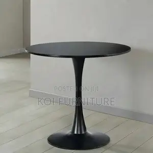 Coffee Table; Marble Round Black Home Offices Meeting Coffee Table