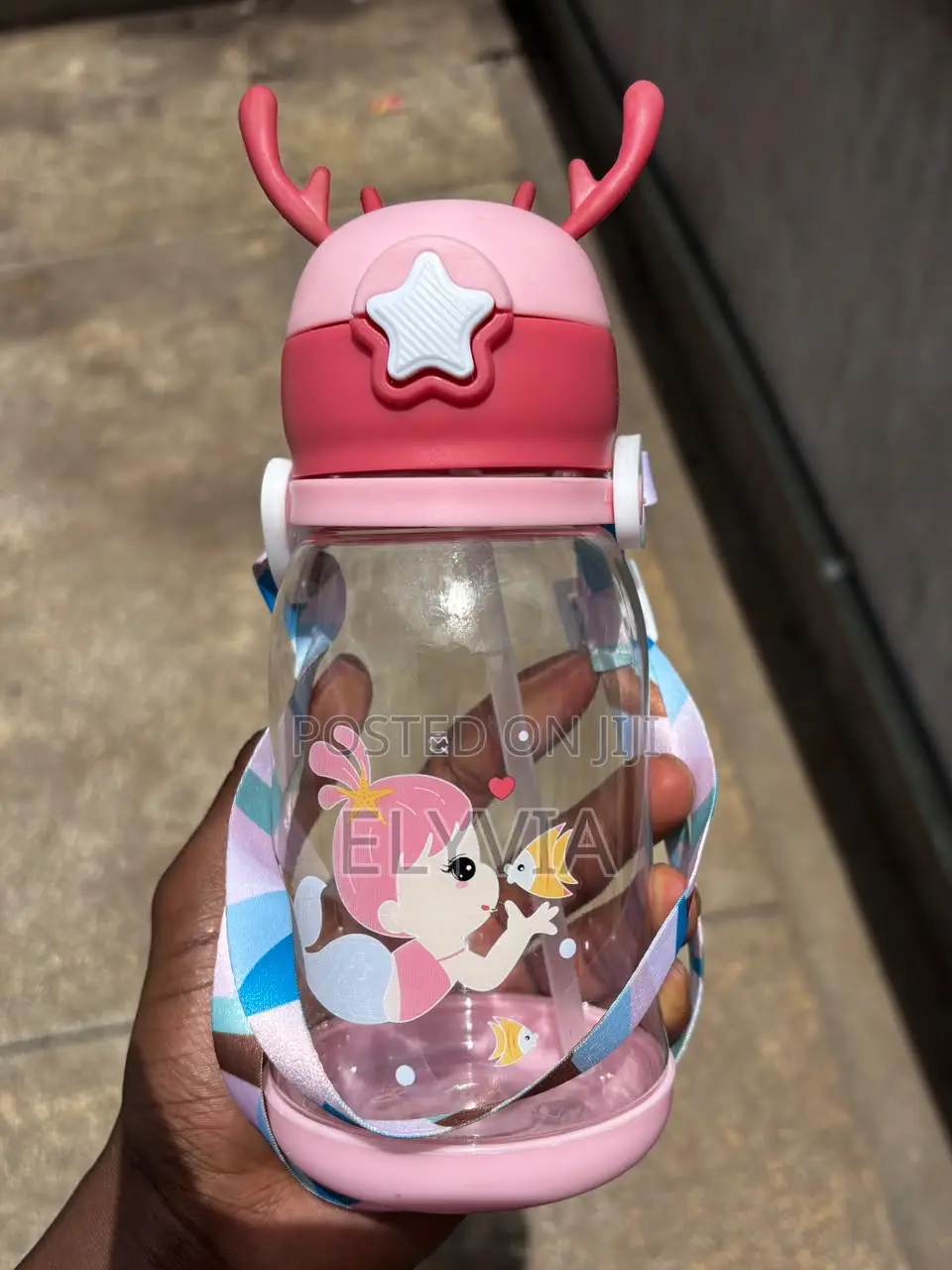 Pink Cartoon Water Bottle